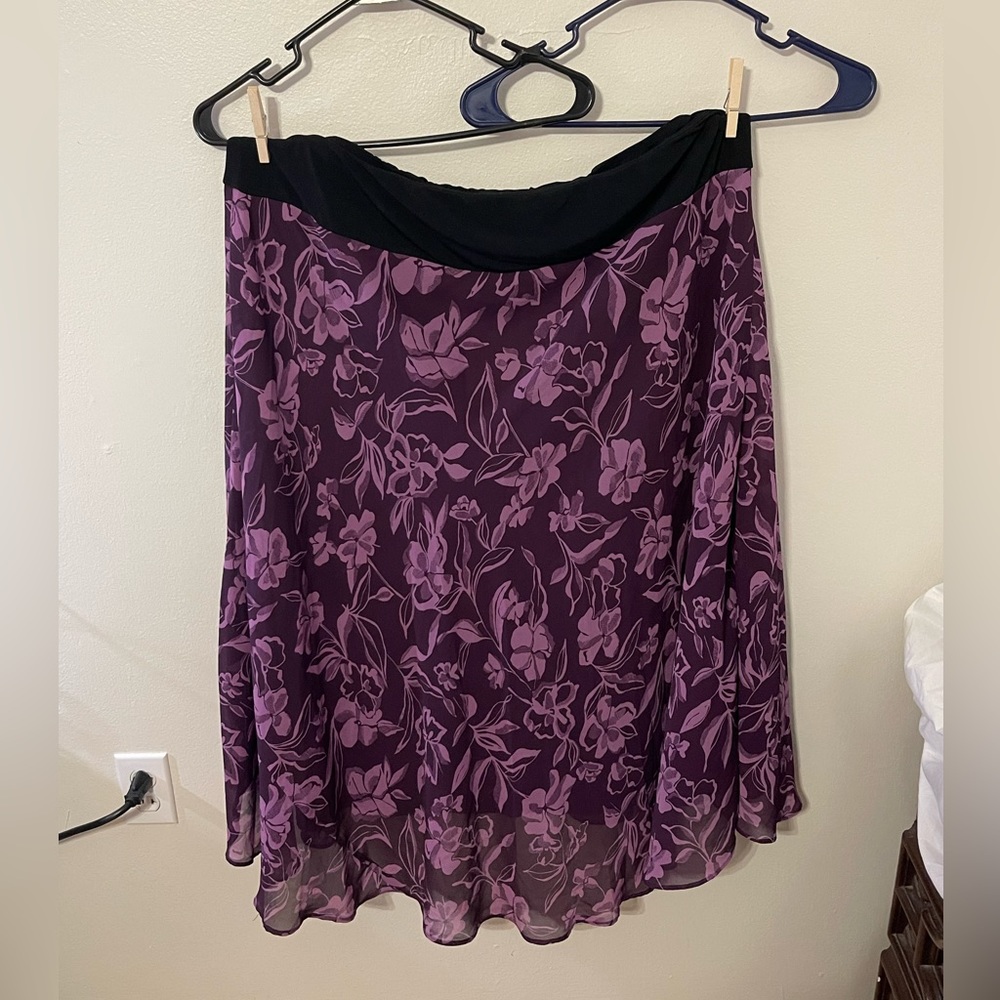 purple floral skirt